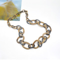 Stylish wooden texture chain neck jewelry for women fashion acrylic resin wood necklace